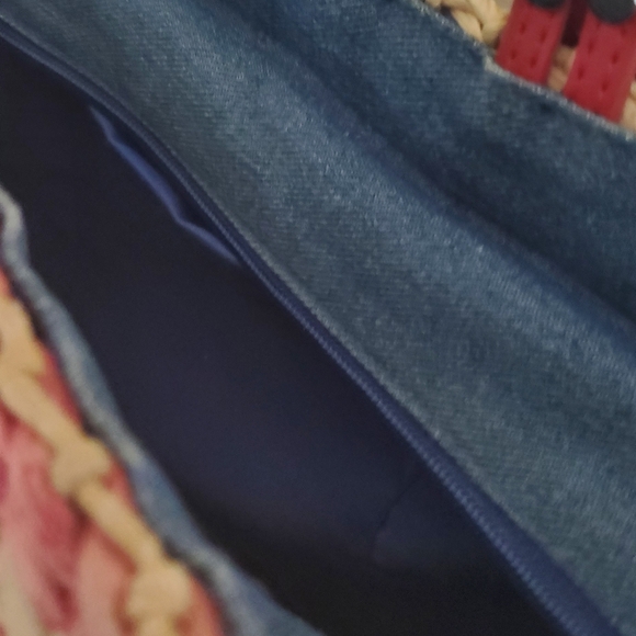 Vintage Patriotic Straw Tote Bag with the American Flag By Straw Studios - Picture 4 of 8